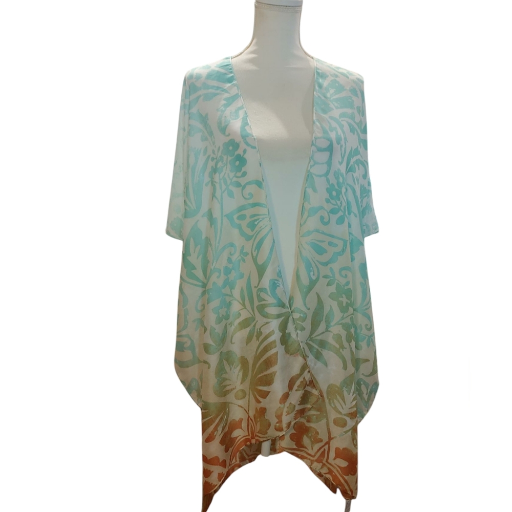 NWT Pretty Persuasions Floral Butterflies Tropical Kimono Cardigan One s…